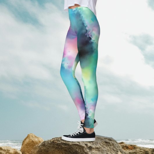 Artsy Kleurrijke Aurora Borealis Lights Waterverf Leggings