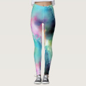 Artsy Kleurrijke Aurora Borealis Lights Waterverf Leggings (Voorkant)