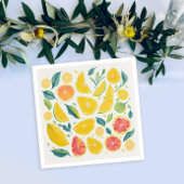 Artsy Kleurrijke Citrusvruchten Waterverf Patroon Servet