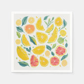 Artsy Kleurrijke Citrusvruchten Waterverf Patroon Servet (Voorkant)