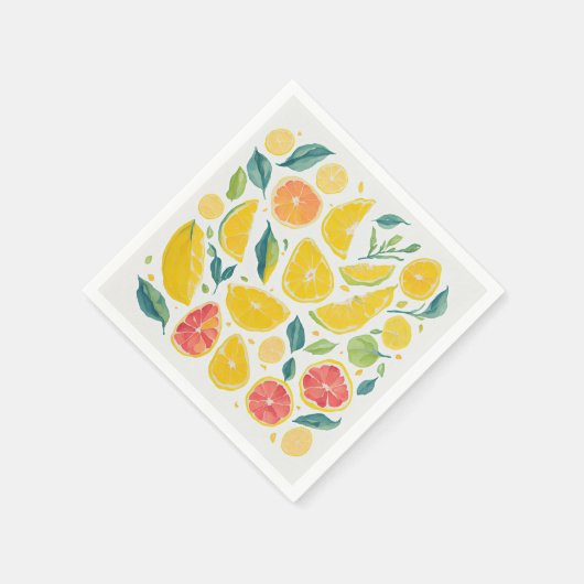 Artsy Kleurrijke Citrusvruchten Waterverf Patroon Servet (Hoek)