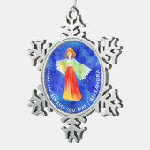 Artsy Kleurrijke Guardian Angel Blessings Waterver Tin Sneeuwvlok Ornament (Rechts)