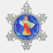 Artsy Kleurrijke Guardian Angel Blessings Waterver Tin Sneeuwvlok Ornament (Voorkant)