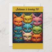 Artsy Kleurrijke Houding Kat dame Verjaardag Kaart (Voorkant)