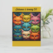 Artsy Kleurrijke Houding Kat dame Verjaardag Kaart (Staand voorkant)