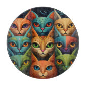 Artsy Kleurrijke Kat Familie 2 Selfie Mode Snijplank (Voorkant)