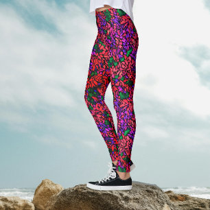 Artsy Kleurrijke Planten Botanische Bloemen Waterv Leggings