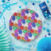 Artsy Kleurrijke Waterverf Bloemen Papieren Bordje (Feest)