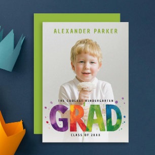 Artsy Kleuterschool Afstuderen Kleurrijke Groene F Aankondiging