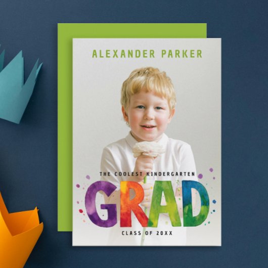 Artsy Kleuterschool Afstuderen Kleurrijke Groene F Aankondiging