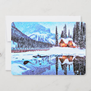 Artsy Lake Chalet Invite Kaart