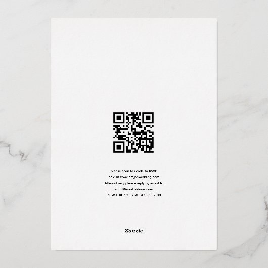 Artsy Laurel Leaf Lijst Script Weddenschap Real Folie Uitnodiging (Achterkant)