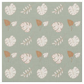 Artsy Leaf Pattern Cream Brown Sage Green Stof (Close Up)