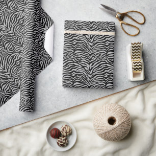 Artsy Light Grey Black Funky Zebra Print Patroon Cadeaupapier