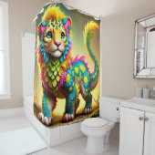 Artsy Lion Cub Creature Douchegordijn (In situ)