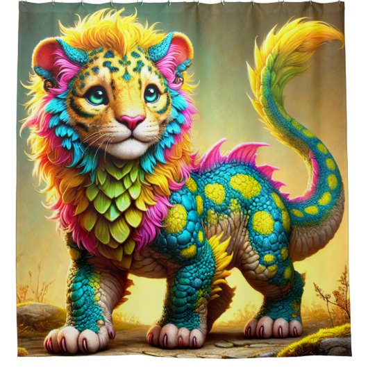 Artsy Lion Cub Creature Douchegordijn (Voorkant)