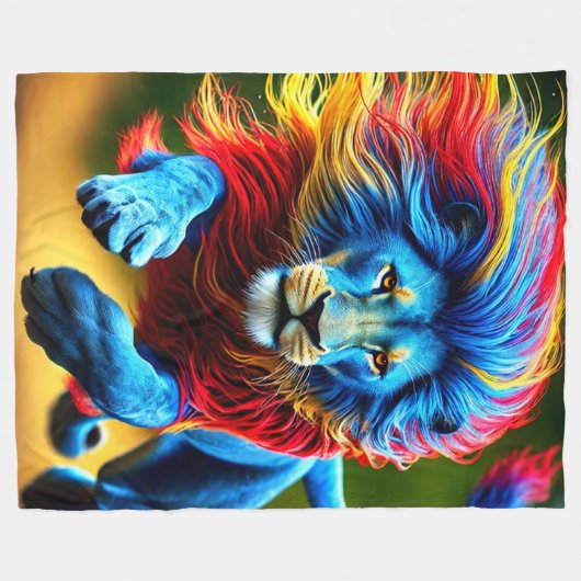 Artsy Lion Fleece Deken (Voorkant (Horizontaal))