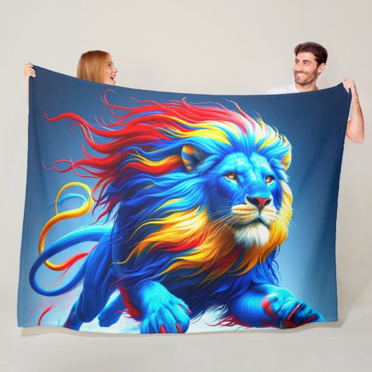 Artsy Lion Fleece Deken (In situ)