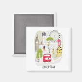 Artsy Map London England landmarks Characters Magneet (Voorkant / Achterkant)