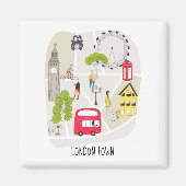 Artsy Map London England landmarks Characters Magneet (Voorkant)