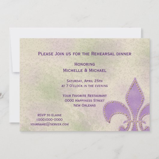 Artsy Mardi Gras Wedding Event New Orleans Invite Kaart (Achterkant)