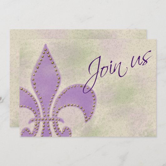 Artsy Mardi Gras Wedding Event New Orleans Invite Kaart (Voorkant / Achterkant)