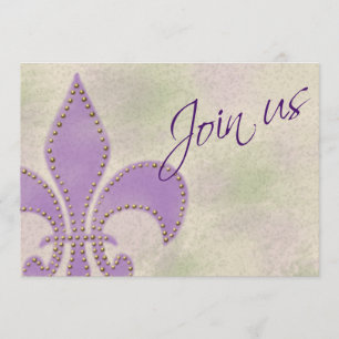 Artsy Mardi Gras Wedding Event New Orleans Invite Kaart