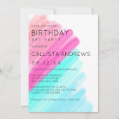 Artsy minimalistische roze Aqua Waterverf Art Birt Kaart (Voorkant)