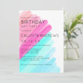 Artsy minimalistische roze Aqua Waterverf Art Birt Kaart (Staand voorkant)