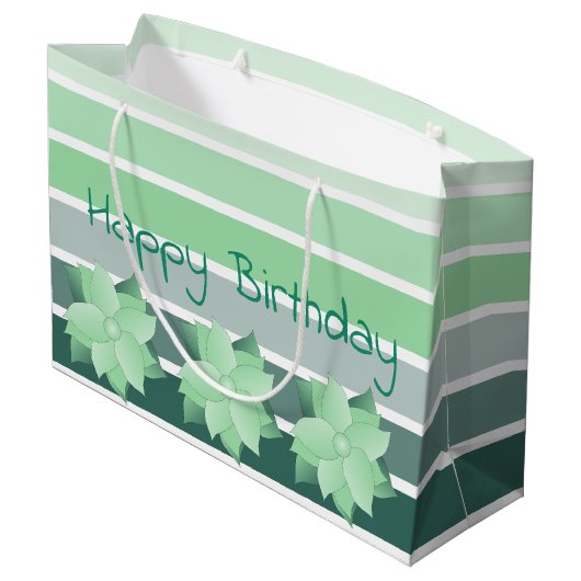 Artsy Mint Green Floral Accented Groot Cadeauzakje (Achterkant Gekanteld)
