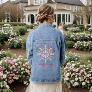 Artsy Mode Roze Blauw Vredes Hart Denim Jas Jacket