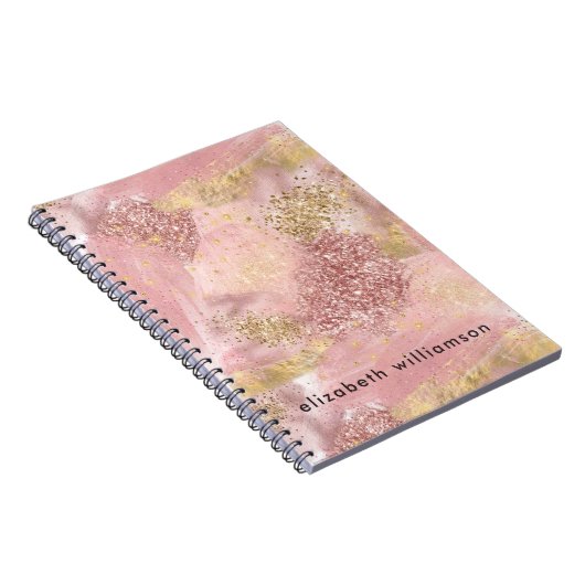 Artsy Modern Abstract Blush Pink Glitter Paint Notitieboek (Rechterzijde)