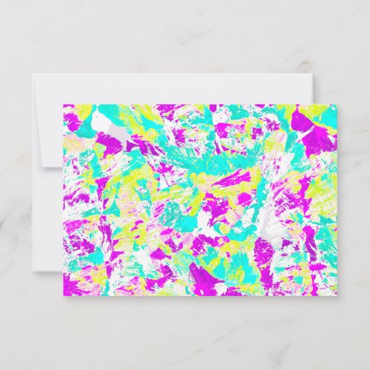 Artsy Modern Abstract Neon Acrylverf Splatter Save The Date (Achterkant)