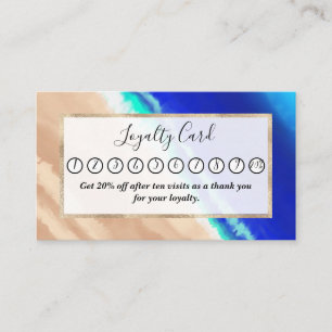 Artsy Modern Blue Blauwgroen Sandy Beach Waterverf Klantenkaartje