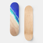Artsy Modern Blue Blauwgroen Sandy Beach Waterverf Persoonlijk Skateboard (Voorkant)