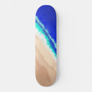 Artsy Modern Blue Blauwgroen Sandy Beach Waterverf Persoonlijk Skateboard
