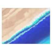 Artsy Modern Blue Blauwgroen Sandy Beach Waterverf Tafelkleed (Voorkant (Horizontaal))