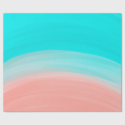 Artsy Modern Coral Blue Brushstroke Gradient Cadeaupapier (Vlak)