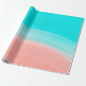 Artsy Modern Coral Blue Brushstroke Gradient Cadeaupapier (Uitgerold)