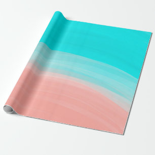 Artsy Modern Coral Blue Brushstroke Gradient Cadeaupapier