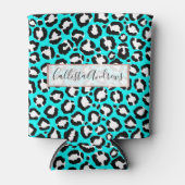 Artsy Modern Cyan Blue Leopard Animal Print Blikjeskoeler (Voorkant)