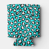 Artsy Modern Cyan Blue Leopard Animal Print Blikjeskoeler (Achterkant)
