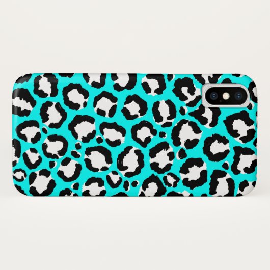 Artsy Modern Cyan Blue Leopard Animal Print Case-Mate iPhone Case (Achterkant (horizontaal))