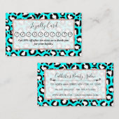 Artsy Modern Cyan Blue Leopard Animal Print Klantenkaartje (Voorkant / Achterkant)
