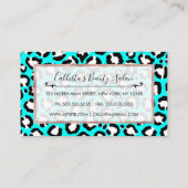 Artsy Modern Cyan Blue Leopard Animal Print Kortingskaartje (Achterkant)