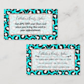 Artsy Modern Cyan Blue Leopard Animal Print Kortingskaartje (Voorkant / Achterkant)