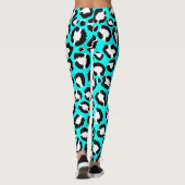Artsy Modern Cyan Blue Leopard Animal Print Leggings (Achterkant)