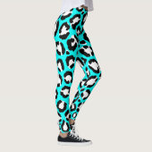 Artsy Modern Cyan Blue Leopard Animal Print Leggings (Rechts)