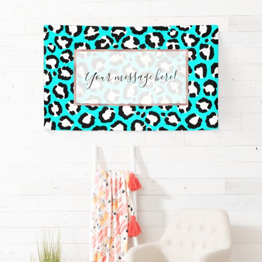 Artsy Modern Cyan Blue Leopard Animal Print Spandoek (Insitu)