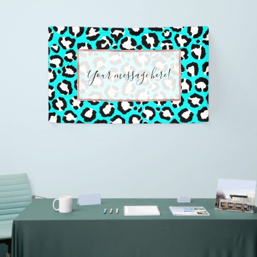 Artsy Modern Cyan Blue Leopard Animal Print Spandoek (Beurs)